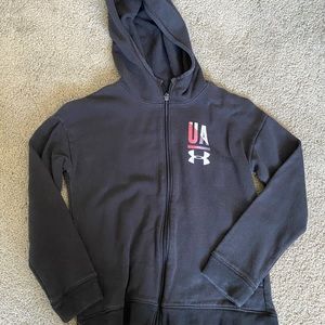 a black zip up jacket with a hood!